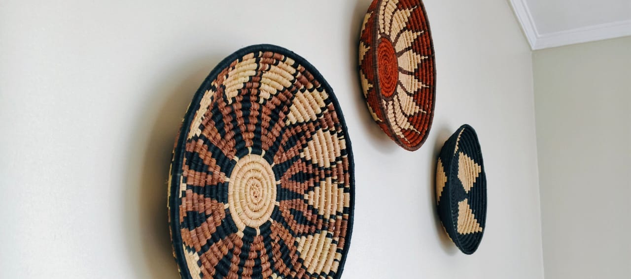 Handgemaakte Raffia Wandborden Set van 3 – Ambachtelijke Wanddecoratie