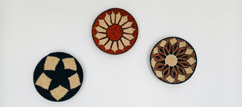 Handgemaakte Raffia Wandborden Set van 3 – Ambachtelijke Wanddecoratie